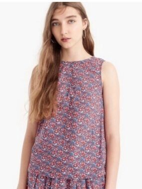 J. Crew Liberty Betsy Ann Floral Tank Blouse Sz 8
